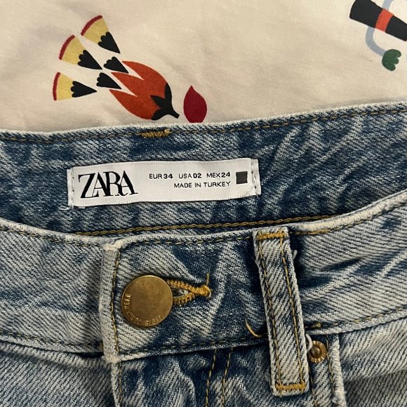 Zara Distressed High Waisted Denim Shorts - Picture 3 of 3